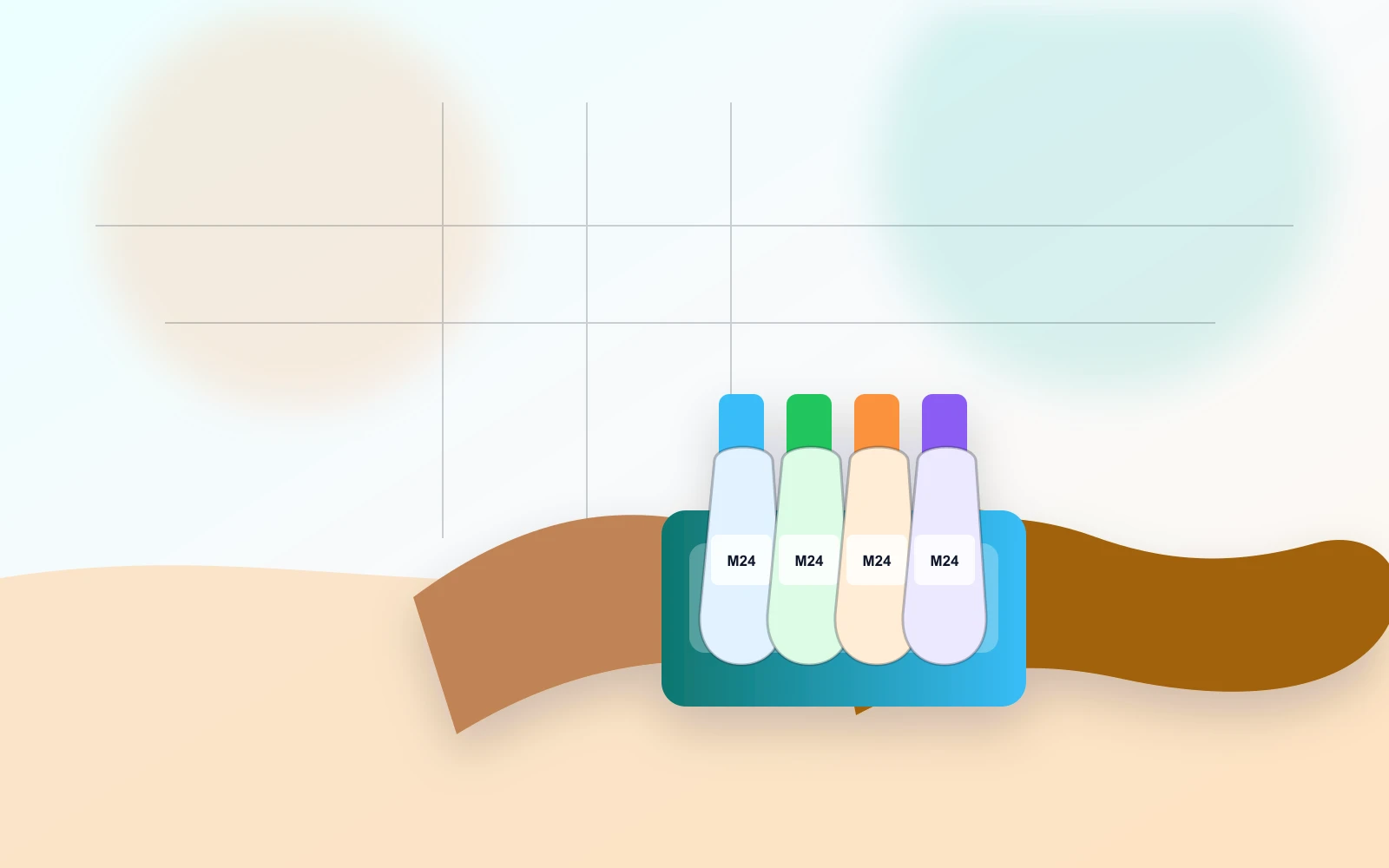 Laborhände reichen einen Vial-Rack mit research-only Referenzfläschchen weiter.