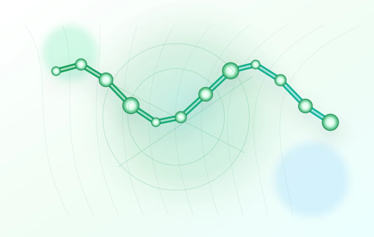Minimalistische Visualisierung eines Ipamorelin-Pentapeptids in grüner Laborästhetik.